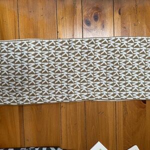Michael Kors Brown and White signature knit Patterned infinity Scarf